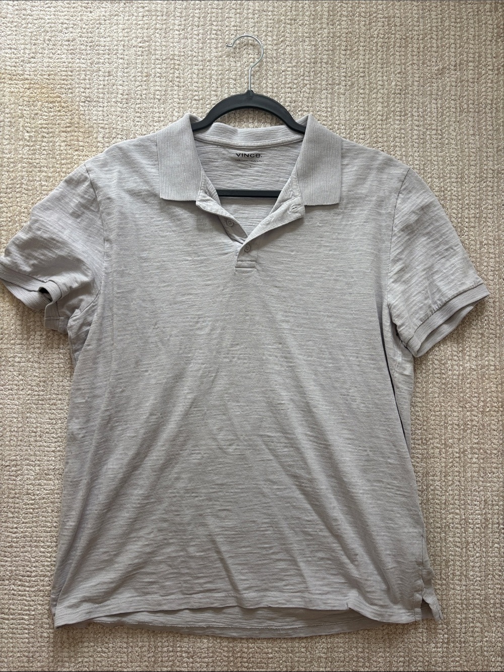 Vince Light Gray Short-Sleeve Polo